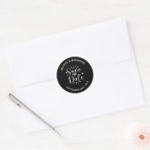Stijlvolle Kalligrafie Zwart Bruiloft Save the Dat Ronde Sticker (Envelop)