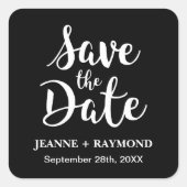 Stijlvolle Kalligrafie Zwart Bruiloft Save the Dat Vierkante Sticker (Voorkant)