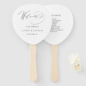 Stijlvolle kalligrafie zwart wit bruiloft handwaaier (Voorkant en achterkant)