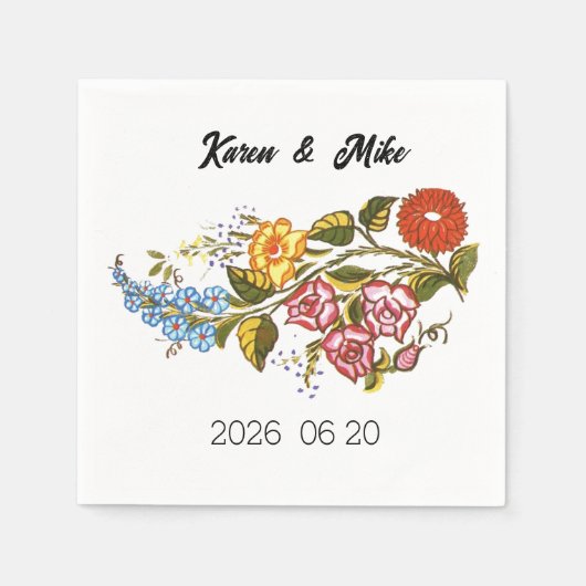 Stijlvolle Kalocsai bloemen - gepersonaliseerde tr Servet (Voorkant)