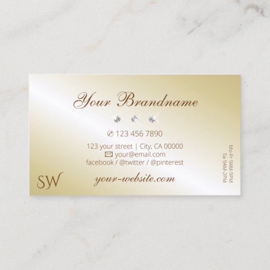 Stijlvolle kaneel bruin sprankelende juwelen Monog Visitekaartje (Achterkant)