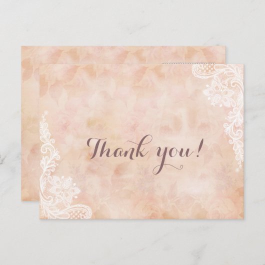 Stijlvolle Kant Rozen Oud Papier Trouwen Dank u Briefkaart (Voorkant / Achterkant)