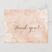 Stijlvolle Kant Rozen Oud Papier Trouwen Dank u Briefkaart (Voorkant)