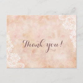 Stijlvolle Kant Rozen Oud Papier Trouwen Dank u Briefkaart