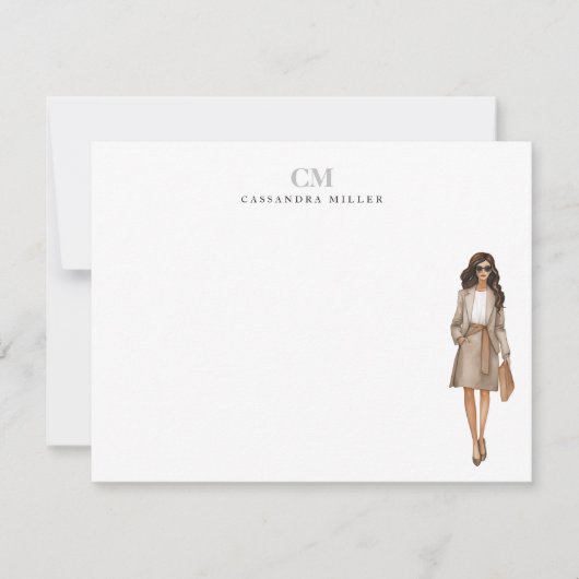 Stijlvolle Kantoor Mode Professioneel monogram Notitiekaartje (Voorkant)