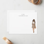 Stijlvolle Kantoor Mode Professioneel monogram Notitiekaartje (Voorkant / Achterkant in situ)