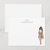 Stijlvolle Kantoor Mode Professioneel monogram Notitiekaartje (Voorkant / Achterkant)