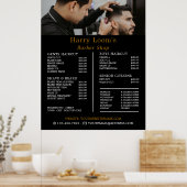 Stijlvolle Kapsel, Prijslijst Herenkappers Poster (Keuken)