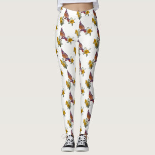 Stijlvolle kardinaal en bloemen - leggings