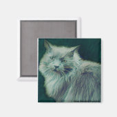 Stijlvolle kat #1 Groene Twig magneet (Voorkant / Achterkant)