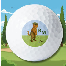 Stijlvolle kat die gepersonaliseerde golf speelt