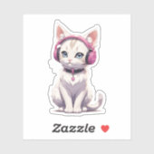 Stijlvolle kat in hoofdtelefoon trends sticker (Vel)