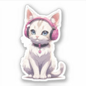 Stijlvolle kat in hoofdtelefoon trends sticker (Voorkant)
