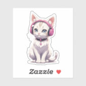 Stijlvolle kat in hoofdtelefoontrends sticker (Vel)