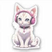 Stijlvolle kat in hoofdtelefoontrends sticker (Voorkant)
