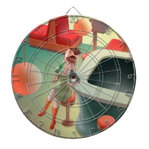 Stijlvolle Kat met Fles Zittend bij Bar Dartbord