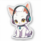 Stijlvolle kat met koptelefoon sticker (Voorkant)