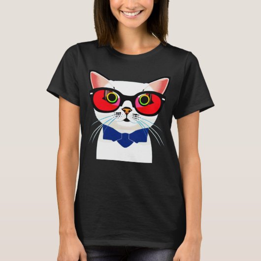 Stijlvolle kat met zonnebril t-shirt (Voorkant)