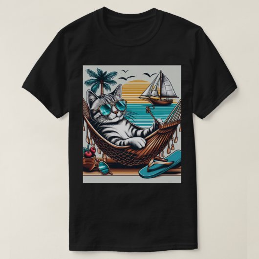 Stijlvolle kat met zonnebril t-shirt (Design voorkant)