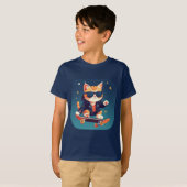 Stijlvolle kat skateboarden t-shirt (Voorkant volledig)