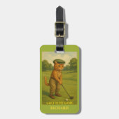 Stijlvolle kat speelt golf gepersonaliseerd bagagelabel (Voorkant verticaal)
