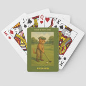 Stijlvolle kat speelt golf gepersonaliseerd pokerkaarten (Achterkant)
