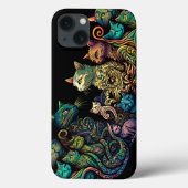 Stijlvolle Kattenkleuren op Black Frieze Case-Mate iPhone Case (Achterkant)