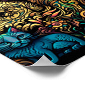 Stijlvolle Kattenkleuren op Black Frieze Poster (Hoek)