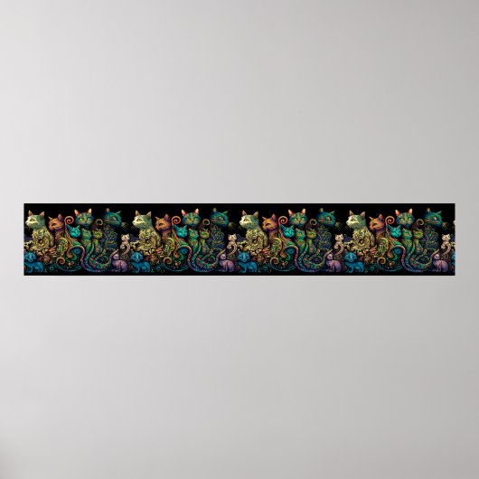 Stijlvolle Kattenkleuren op Black Frieze Poster (Voorkant)