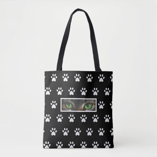 Stijlvolle kattenogen en poeppatroon op zwart-wit tote bag (Voorkant)