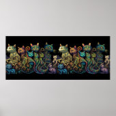 Stijlvolle katteribkleuren op Black Frieze Poster (Voorkant)