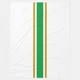 Stijlvolle Kelly Green Brown Racing Stripes op wit Fleece Deken