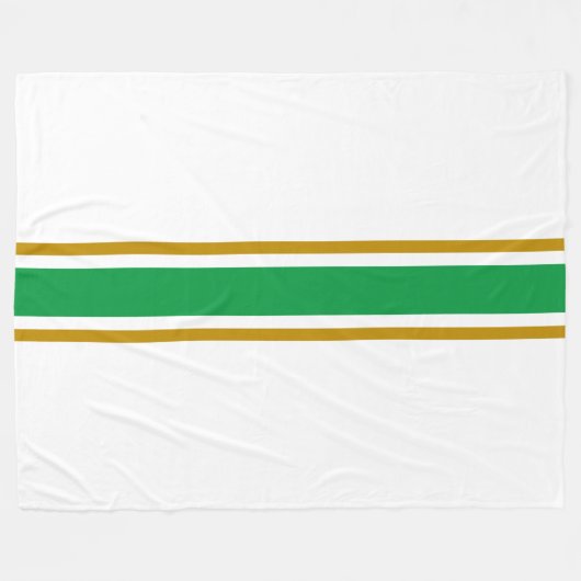 Stijlvolle Kelly Green Brown Racing Stripes op wit Fleece Deken (Voorkant (Horizontaal))