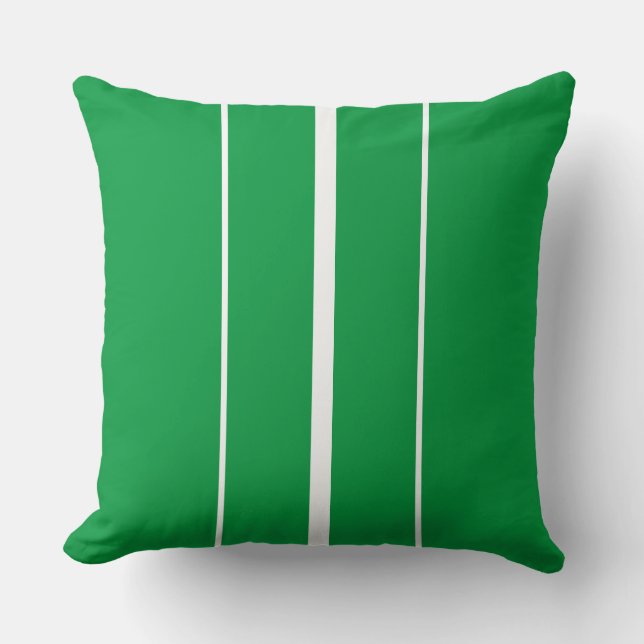 Stijlvolle Kelly Green White Racing Stripes Kussen (Voorkant)