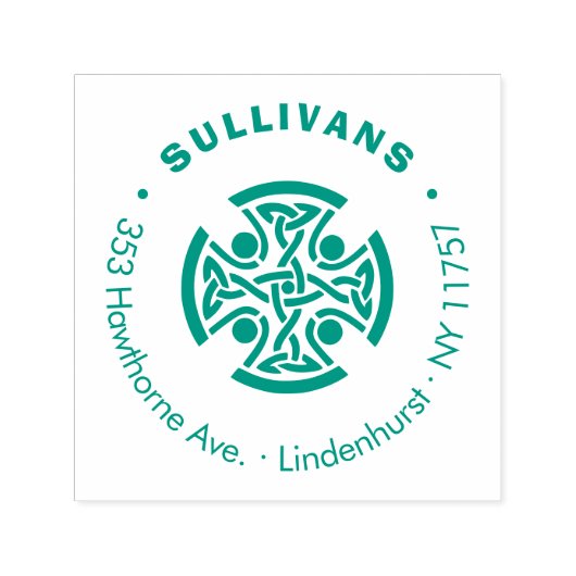 Stijlvolle Keltische kruis familienaam retour adre Zelfinktende Stempel (Design)