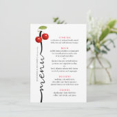 Stijlvolle kersen rood wit rustiek fruit bruiloft menu (Staand voorkant)