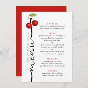 Stijlvolle kersen rood wit rustiek fruit bruiloft menu