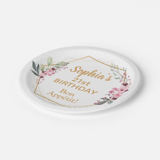 Stijlvolle kersenbloesem 21ste verjaardag papier B Papieren Bordje (Gekanteld)