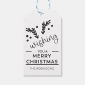 Stijlvolle kerst | Aangepaste familienaam Ornament Cadeaulabel (Voorkant)