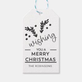 Stijlvolle kerst | Aangepaste familienaam Ornament Cadeaulabel