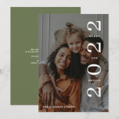 Stijlvolle kerst en heldere foto's met groen kerst feestdagenkaart (Voorkant / Achterkant)