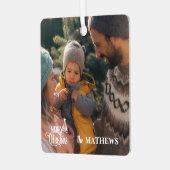 Stijlvolle kerst familie foto metalen ornament (Voorkant links)