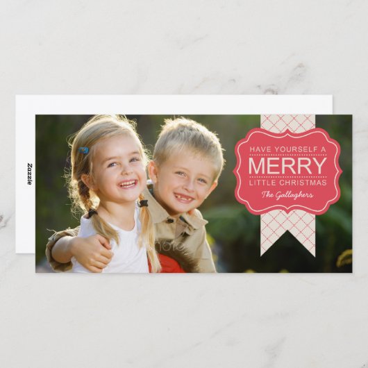 Stijlvolle Kerst Foto Versiering Kaart (Voorkant / Achterkant)