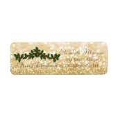 Stijlvolle Kerst Holly Berry Branches, Glittery Etiket (Voorkant)