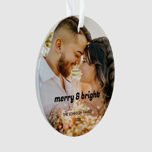 Stijlvolle Kerst Minimal Couple Photo Ornament (voorkant)