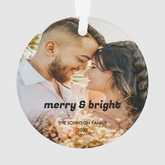 Stijlvolle Kerst Minimal Couple Photo Ornament (achterkant)