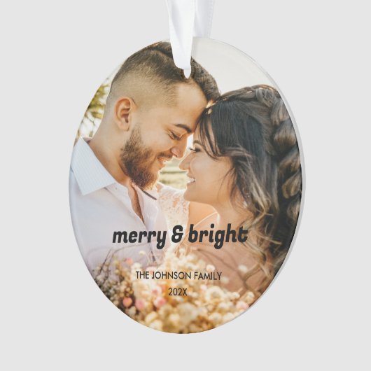 Stijlvolle Kerst Minimal Couple Photo Ornament (voorkant)