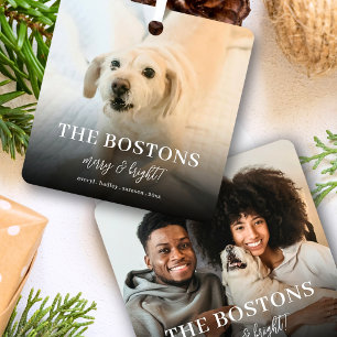 Stijlvolle Kerst Minimal Fun Paar Hond 2 Foto Metalen Ornament