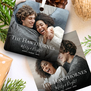 Stijlvolle Kerst Minimal Schattige Leuk Paar 2 Fot Metalen Ornament