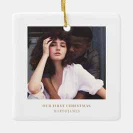 Stijlvolle kerst | Minimale Elegante Paar Foto Keramisch Ornament